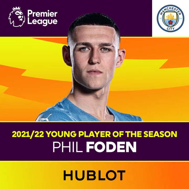 Phil Foden has been named premier league young player of the season